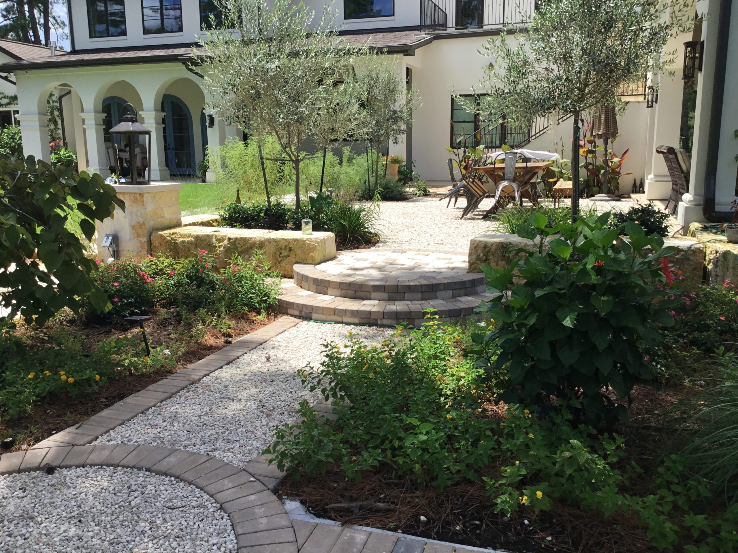 Mike Ball Limestone Wall and Paver Steps